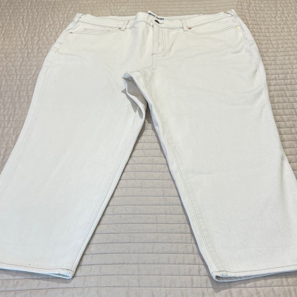 Lands' End Cream/OFF WHITE Denim Jeans WOMENS SIZE 22W CROPPED/ANKLE